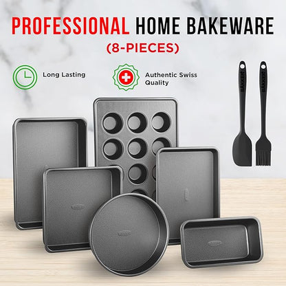 Bakeware Set – 8 Piece – Non-Stick Professional Home Bakeware – Multi Sized - Image 3