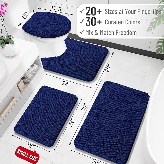 OLANLY Bathroom Rugs 30x18, Extra Soft Absorbent Chenille Bath Rugs, Rubber - Image 2