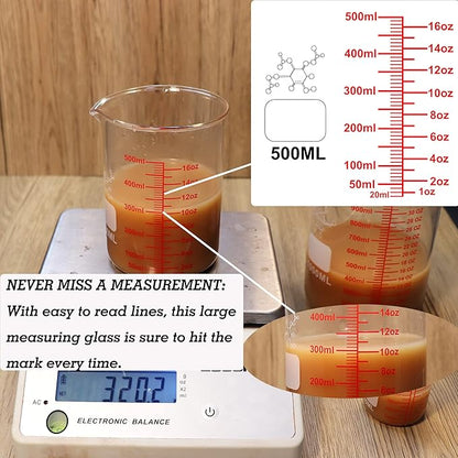 High Borosilicate Glass Measuring Cup Set-V-Shaped Spout, Includes 60ml - Image 3