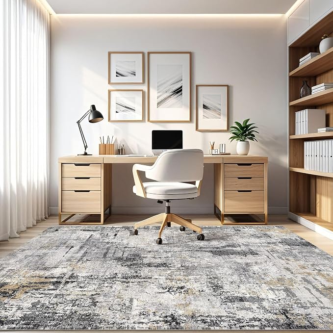 7x10 Area Rug Living Room: Washable Large Abstract Soft Stain Resistant Indoor - Image 8