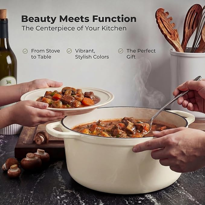 Zulay Kitchen 7.7 Quart Enameled Cast Iron Dutch Oven Pot - Image 7