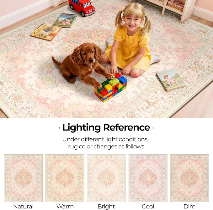CAPALOCA Machine Washable Rugs Nursery Rug 3x5 Cute Girl Non Slip Low Pile - Image 7