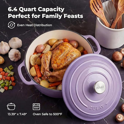 Zulay Kitchen 6 Quart Enameled Cast Iron Dutch Oven Pot - Image 6