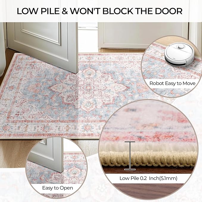 CAPALOCA Machine Washable Rugs Nursery Rug 3x5 Cute Girl Non Slip Low Pile - Image 6