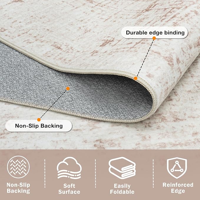 6x9 Area Rugs for Living Room Washable Rug: Anti-Skid Abstract Modern Living - Image 5