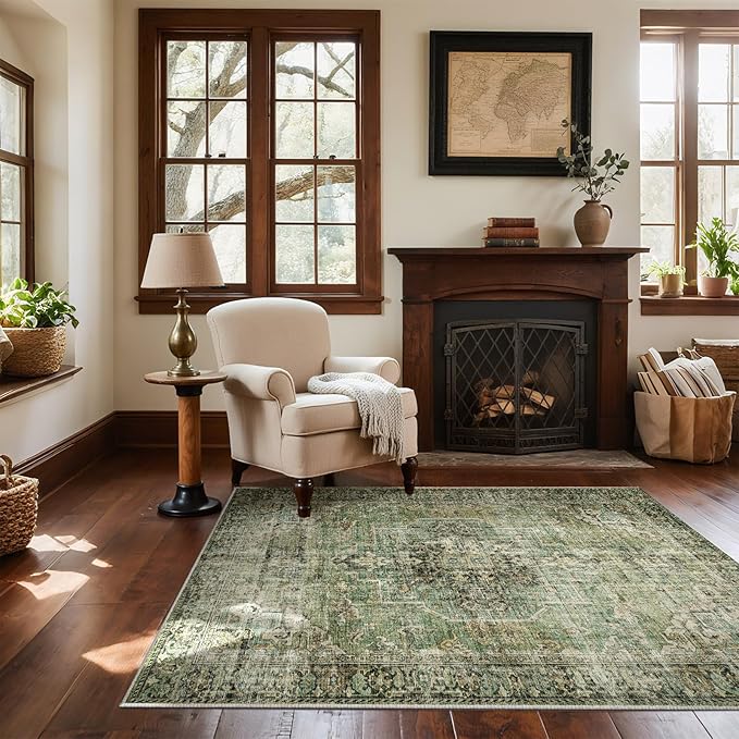 Machine Washable Throw Rugs for Entryway: Door Mat Indoor Entrance 4x6 Small by palohom