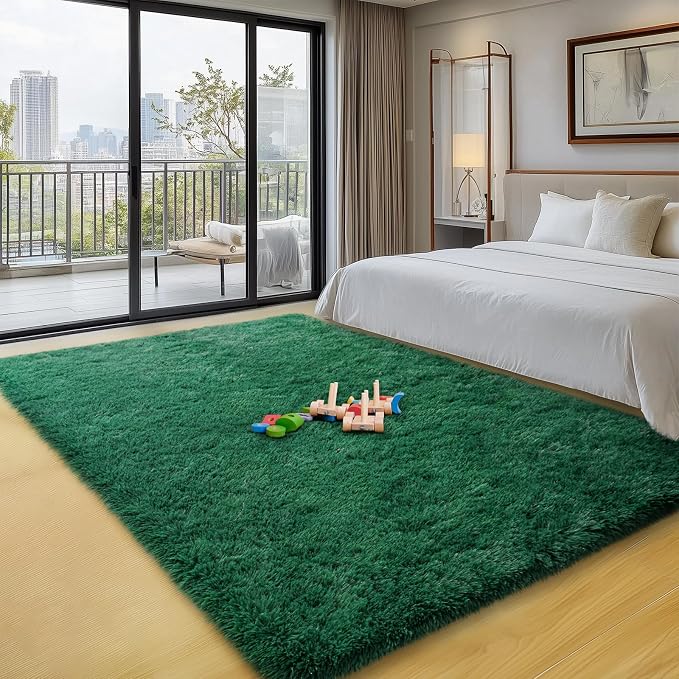 qulint 5x7 Area Rug for Living Room, Fluffy Green Rug for Bedroom Soft Shag - Image 7