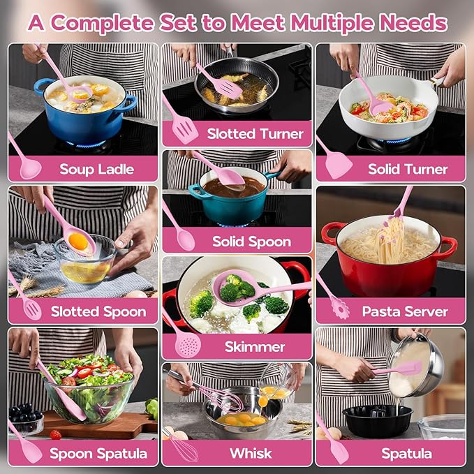 Onader Silicone Cooking Utensils Set, 10 Pieces Kitchen Utensils Set - Image 7