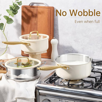 CAROTE 1.5Qt & 3.0Qt Stainless Steel Saucepan Set - Image 8
