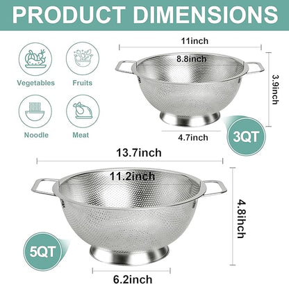 Kaishun Colander Stainless Steel 5-Quart, Kitchen Strainer - Image 2
