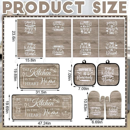 Fourluoo 10 Pcs Farmhouse Kitchen Decor and Accessories Set 4 Kitchen Towels 2 - Image 3