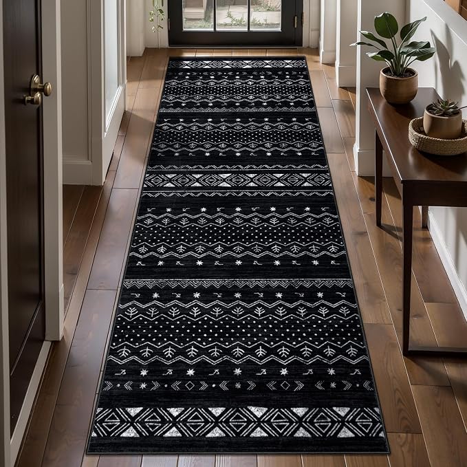 SERISSA 2x5 Kitchen Runner Rug, Washable Non-Slip Black and White Boho Rug - Image 2