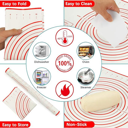 MIKULA Rolling Pin, Rolling Pins Thickness Rings and Silicone Baking Pastry Mat - Image 3