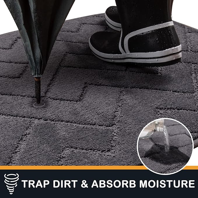 PURRUGS Dirt Trapping Door Mat 24" x 35.5", Non-Slip Machine Washable Entry Rug - Image 5