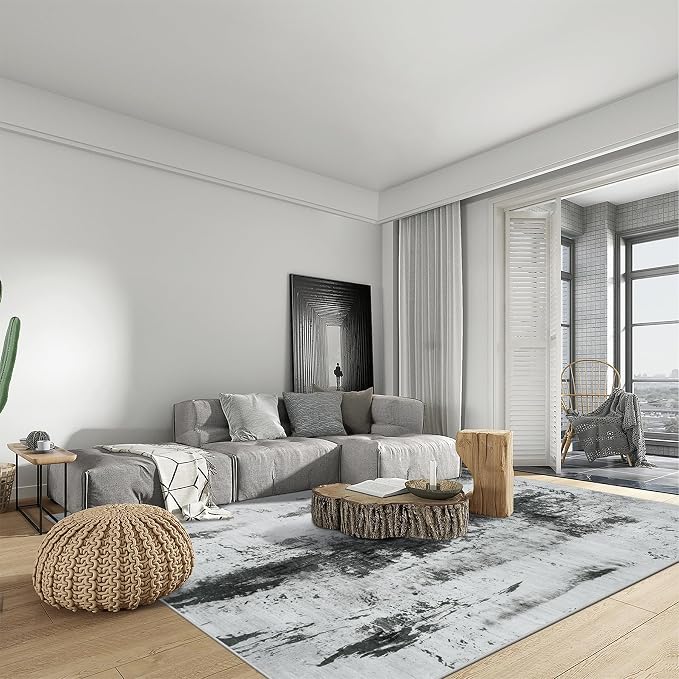 9x12 Area Rugs Washable Rug: Modern Abstract Living Room Rug Soft Anti-Skid - Image 3
