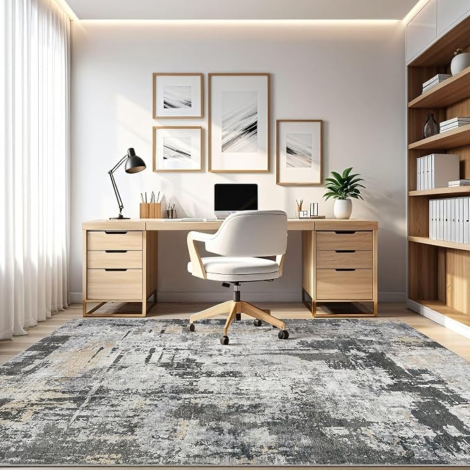 10x14 Area Rugs Living Room: Washable Large Abstract Modern Soft Rug Stain - Image 8