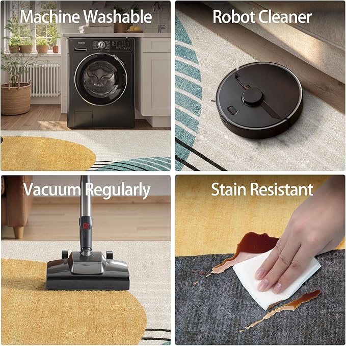 DCX Machine Washable 6x9 Area Rug, Midcentury Modern Non Slip Stain Resistant - Image 7