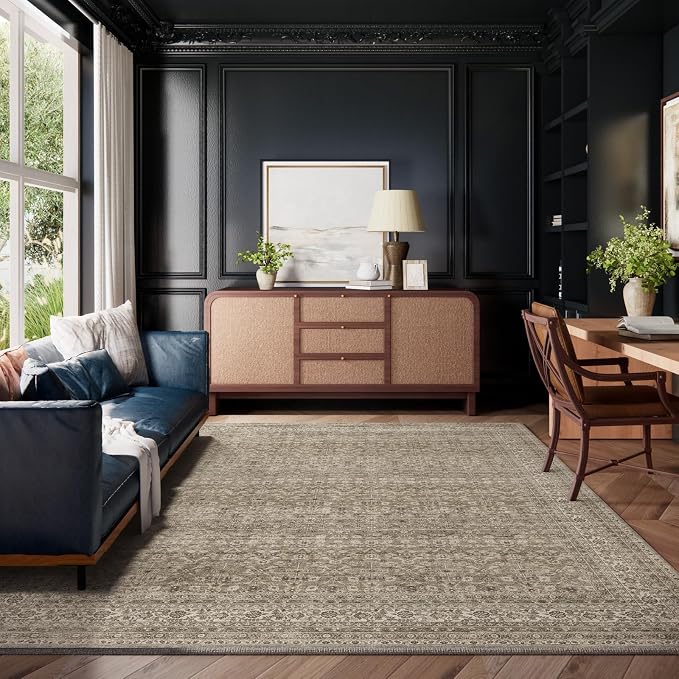 Washable Area Rugs for Living Room: 9x12 Bedroom Rug Vintage Large Rugs Stain - Image 7