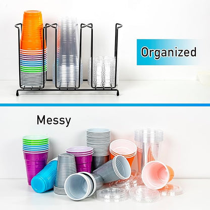 Inevibe Wire Frame Cup and Lid Organizer, 3 Compartment Metal Rack Design - Image 4