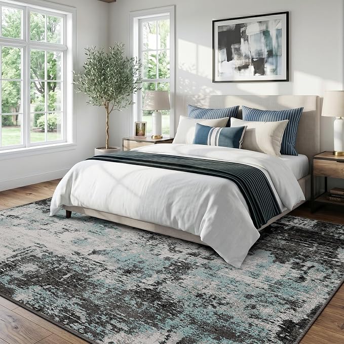 RELEANY Washable Area Rugs 7'x9' Non-Slip Modern Abstract Soft - Image 3