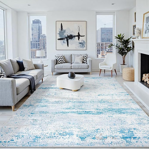 10x12 Area Rugs Washable Rug: Anti-Skid Abstract Modern Living Room Rug Soft by Crority