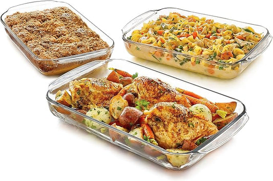 Libbey Baker's Basics 3-Piece Rectangular Glass Casserole Baking Dish Set by Libbey