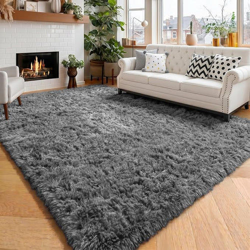Amdrebio Grey Area Rugs for Bedroom Living Room, Fluffy Fuzzy Modern Rugs for by Amdrebio