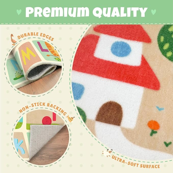 ABC Alphabet Rug for Nursery Room – 5x8 Baby Play Mat for Preschool, Washable - Image 4