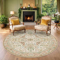 Hazo Haus Beige 5ft Round Rug for Living Room by HazoHaus