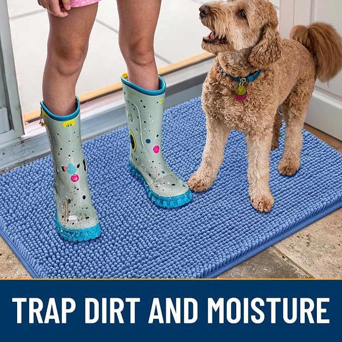 Smiry Dog Door Mat for Muddy Paws 24x16, Absorbent Dirt Trapper, Non-Slip - Image 3