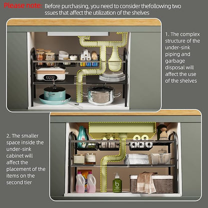 NETEL Under Sink Organizers and Storage, 2 Tier Expandable Under Cabinet - Image 4