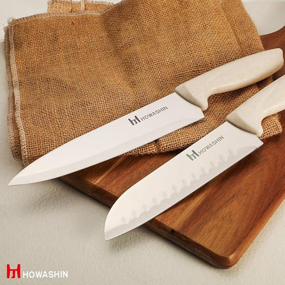 White Knife Set, Howashin 15 Pieces Kitchen Knife Set - Image 7