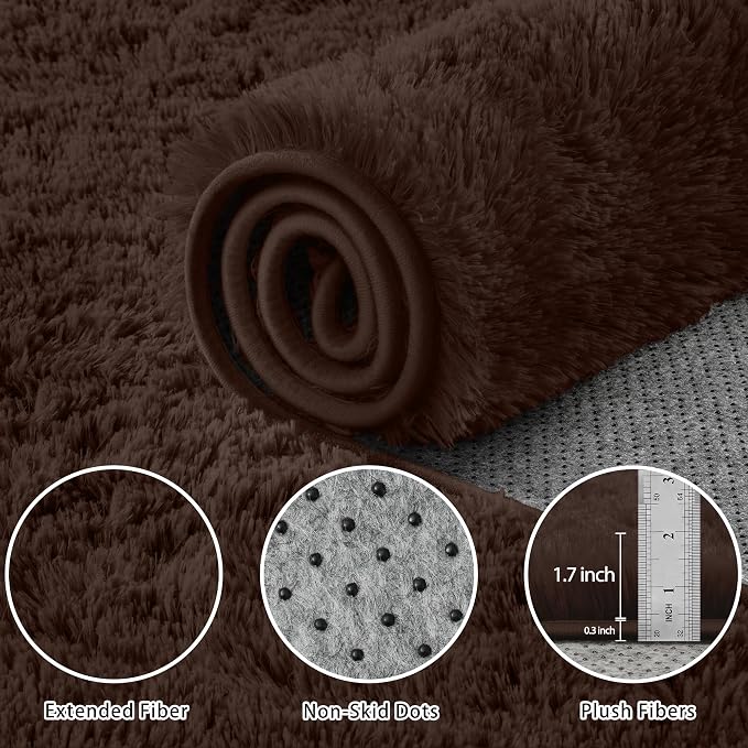 8x10 Area Rug for Living Room:Ultra Soft Fluffy Shag Brown Rugs, Large Fuzzy - Image 5