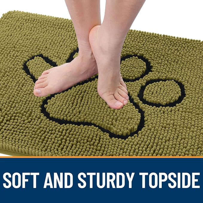 OLANLY Dog Door Mat for Muddy Paws 30x20, Paw Print Design, Absorbs Moisture - Image 4