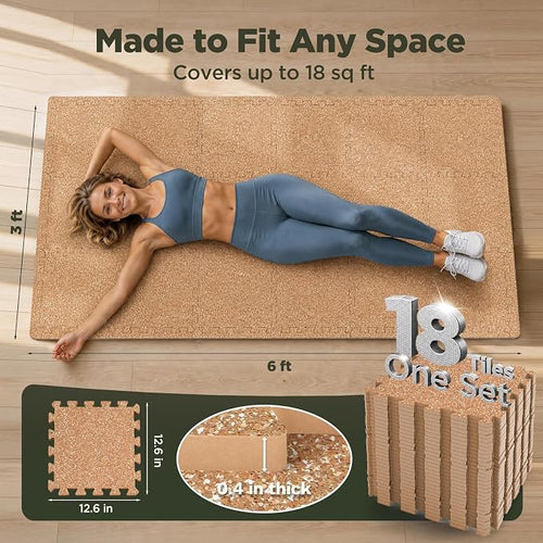 AIRHOP 18 PCS Gym Floor Mat, EVA Foam Puzzle Gym Mat, High-Density Interlocking - Image 2