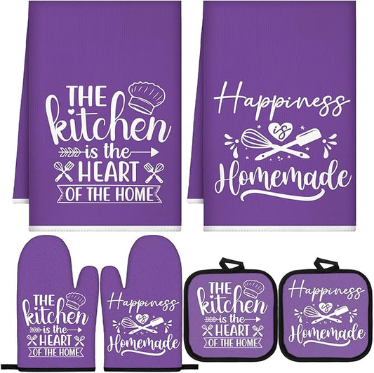 Sratte 6 Pcs Kitchen Decor Accessories Set Farmhouse Towels Pot Holders Oven by Sratte