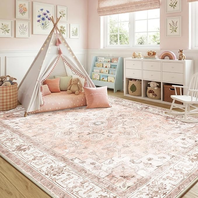 CAPALOCA Machine Washable Rugs Nursery Rug 3x5 Cute Girl Non Slip Low Pile - Image 2