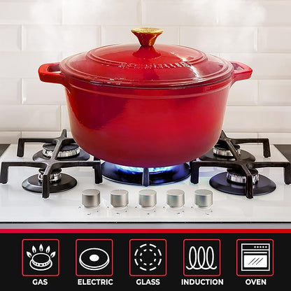 Mueller 6qt Enameled Cast Iron Dutch Oven, Heavy-Duty Casserole and Braiser Pan - Image 6