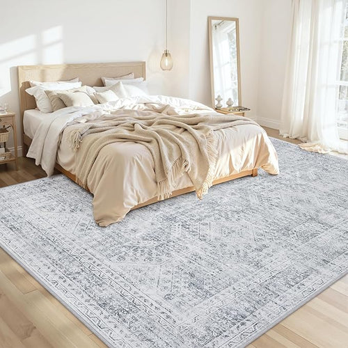 10x14 Area Rug for Living Room: Vintage Boho Neutral Washable Rug Indoor Soft - Image 2