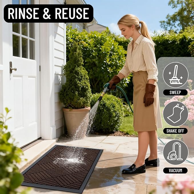 OLANLY Front Door Mat Outside Entrance 47x23, Heavy Duty Sturdy Natural Rubber - Image 7