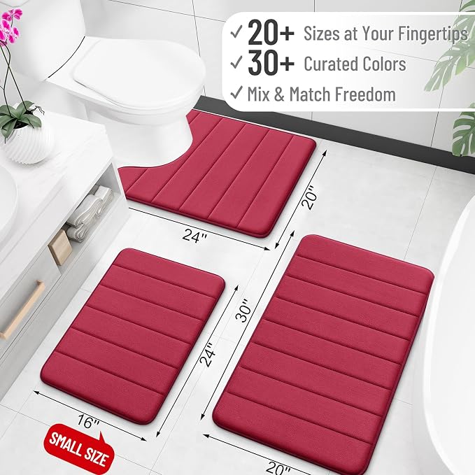 OLANLY Memory Foam Long Bathroom Rugs Runner 70x24, Super Soft Absorbent Bath - Image 2