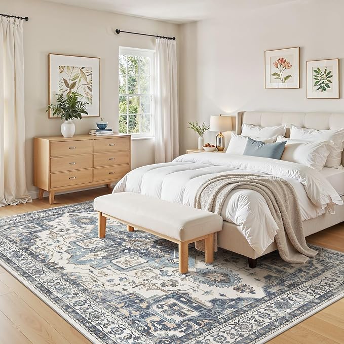9x12 Washable Area Rugs for Living Room, Large Rug Non Slip Backing Vintage - Image 5