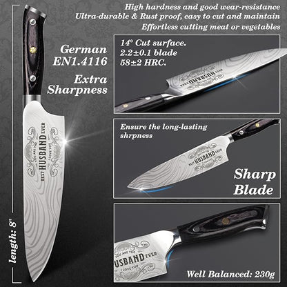 Funistree Gifts for Men Him Husband, 8 inch Professional German 1.4116 Chef - Image 3