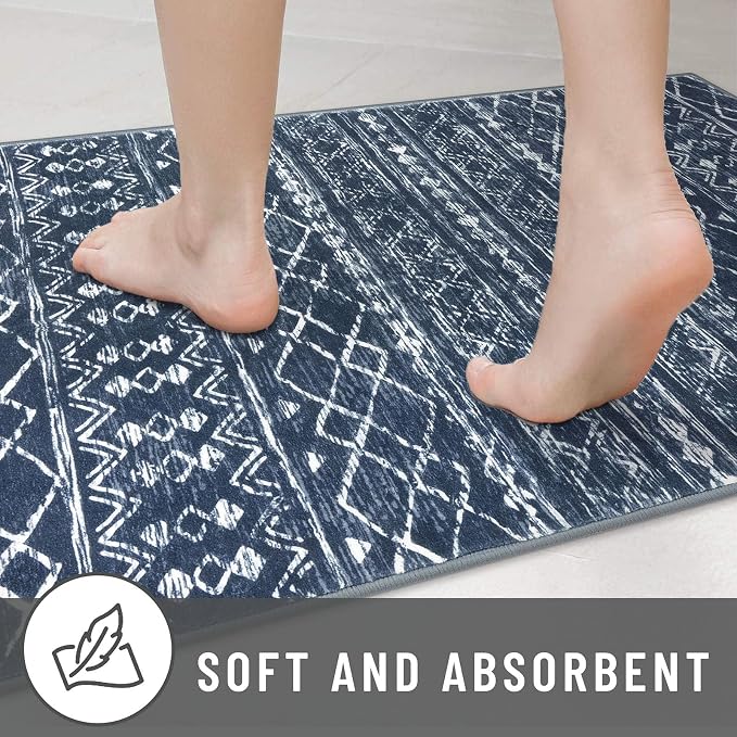 KUTA Area Rug 5x7 Navy Blue, Washable Boho Large Living Room Moroccan Rugs - Image 7