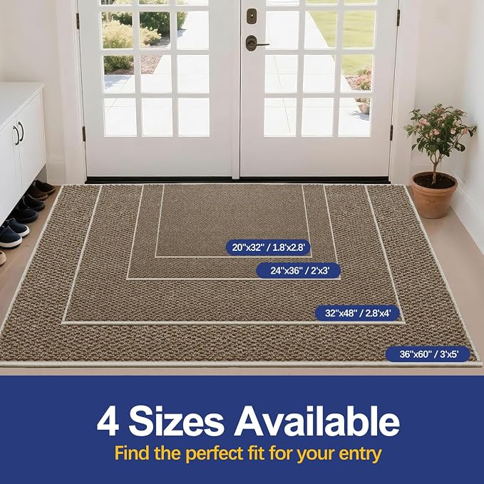 Dirt Trapping Door Mat 36x60, Taupe Faux Jute Entryway Rug | Low-Profile - Image 6