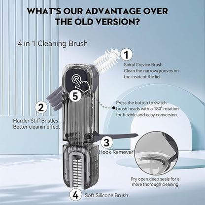 VIDONIO 4 in 1 Cup Lid Gap Cleaning Brush, Mutipurpose Tiny Silicone Cup Holder - Image 3