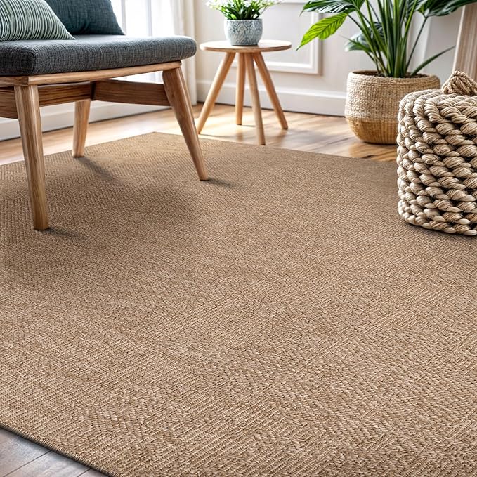 CAMILSON Easy Jute Rug 8x10, Indoor Outdoor Natural Color Fiber Area Rugs - Image 9