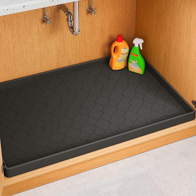 Jin&Bao Waterproof Under Sink Mat 25" x 19", Thick Silicone Mat Cabinet by Jin%26Bao