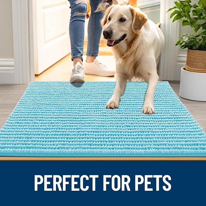 OLANLY Dog Door Mat for Muddy Paws 44x24, Ultra Absorbent Chenille Mud Doormat - Image 6