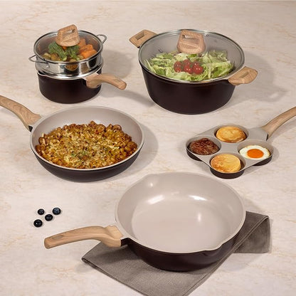CAROTE 21 PCS Ceramic Cookware Set, Pots and Pans Set Non Stick, Pot and Pan Set - Image 8